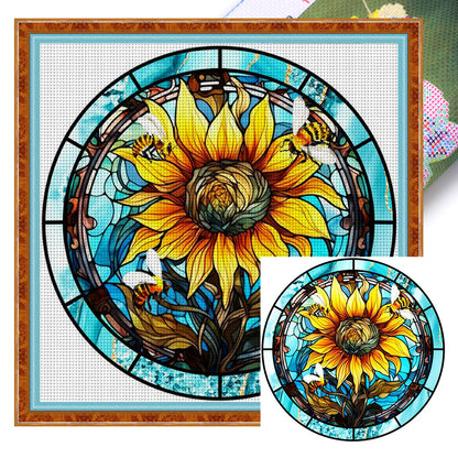 Glass Painting - Sunflower - 11CT Stamped Cross Stitch 40*40CM