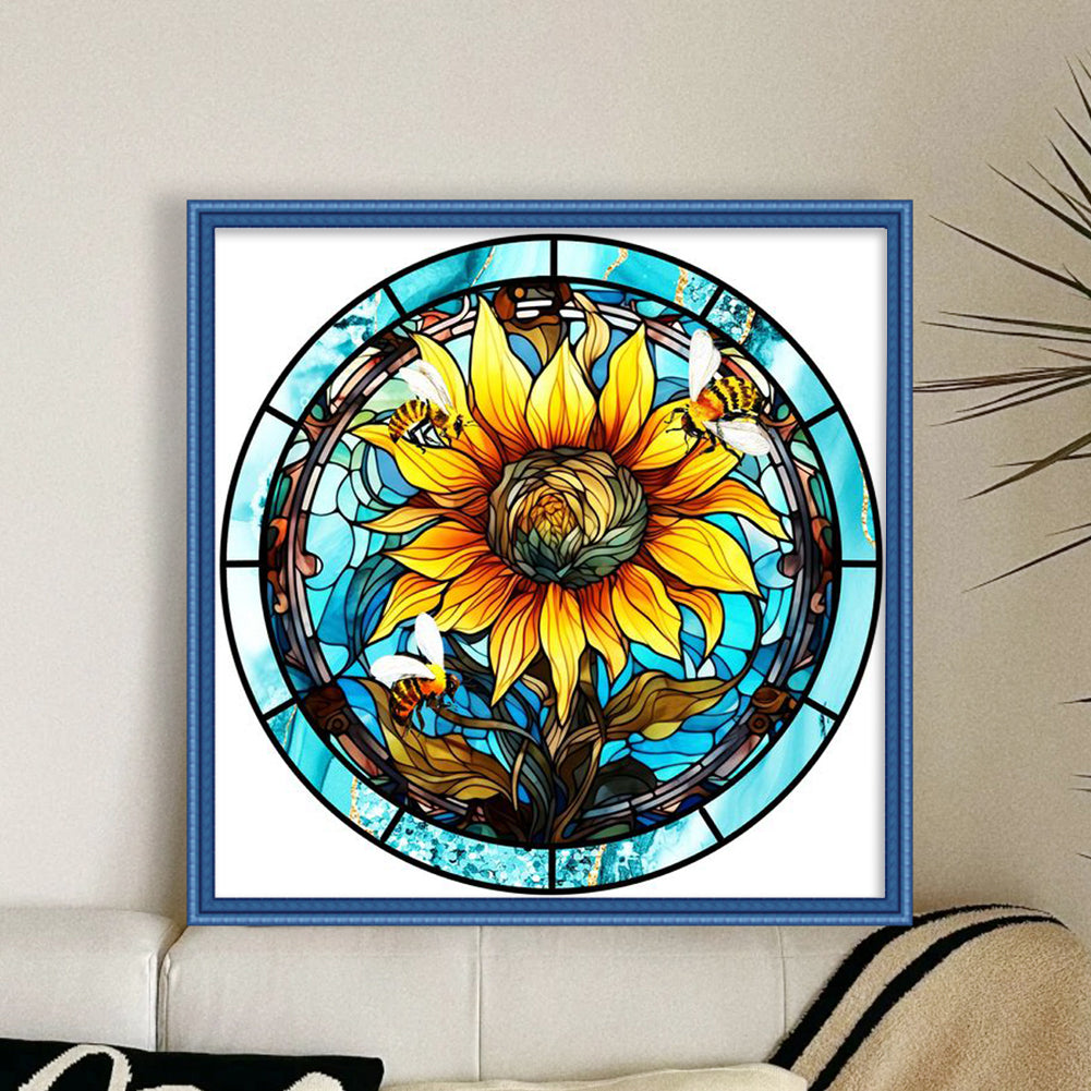 Glass Painting - Sunflower - 11CT Stamped Cross Stitch 40*40CM