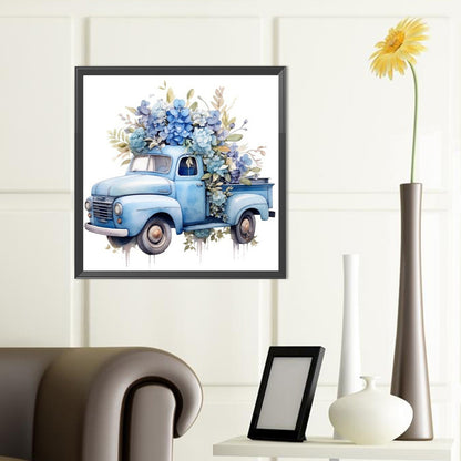 Blue Flower Truck - Full Round Drill Diamond Painting 40*40CM