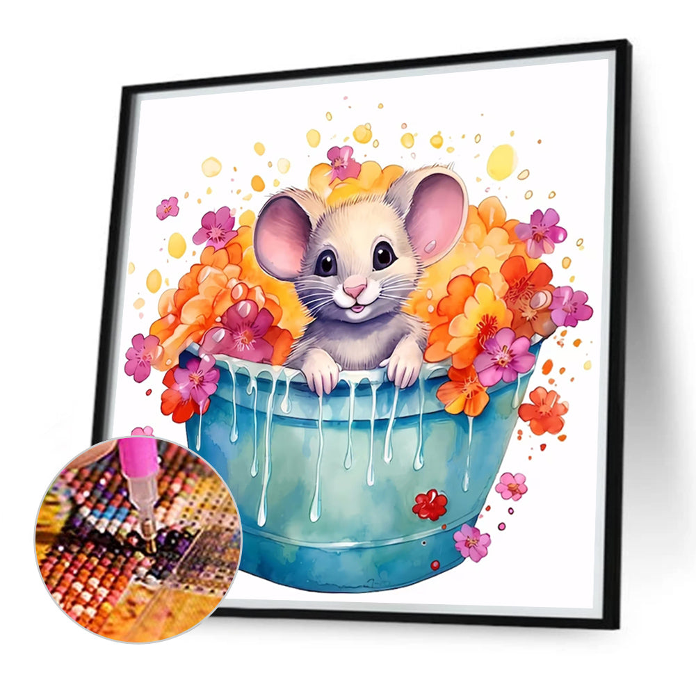 Mouse Taking A Bath - Full Round Drill Diamond Painting 40*40CM