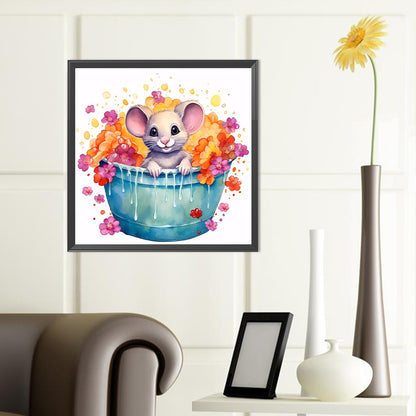 Mouse Taking A Bath - Full Round Drill Diamond Painting 40*40CM