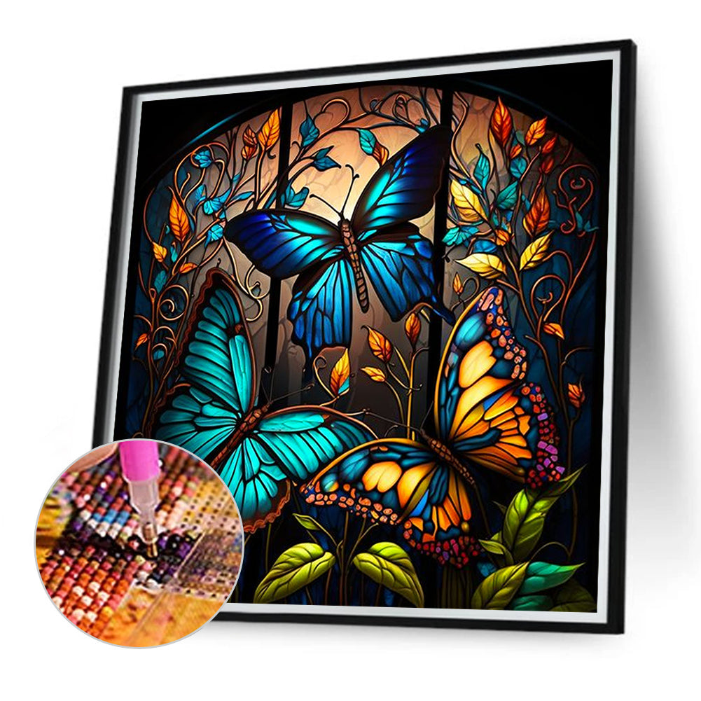 Butterfly Glass Painting - Full Round Drill Diamond Painting 40*40CM