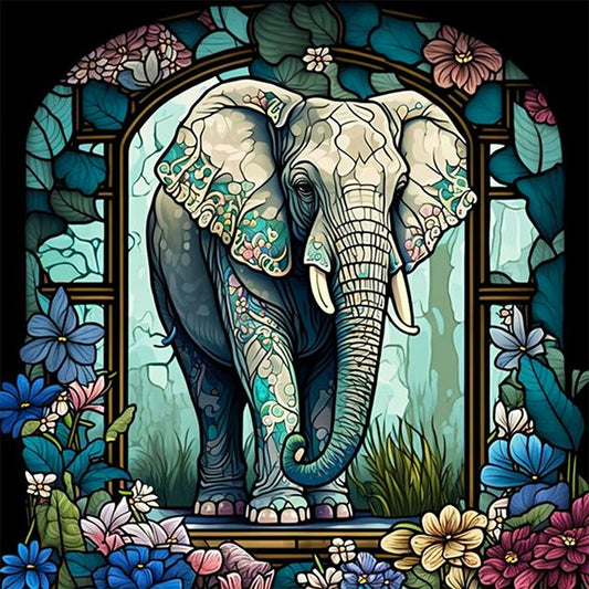 Elephant Glass Painting - Full Round Drill Diamond Painting 40*40CM