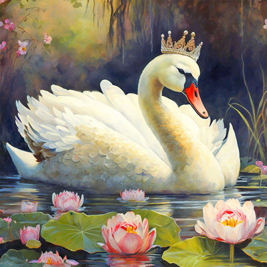 White Swan - Full Round Drill Diamond Painting 30*30CM
