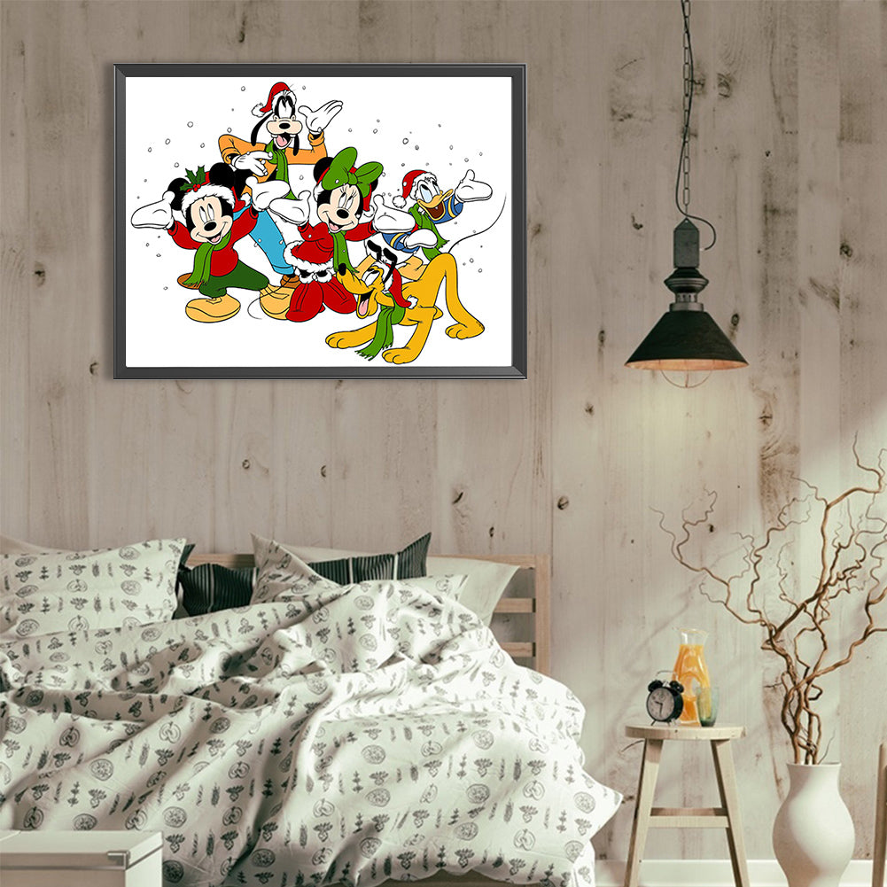 Mickey Mouse Enjoys The Snow With His Friends - Full Round Drill Diamond Painting 40*30CM