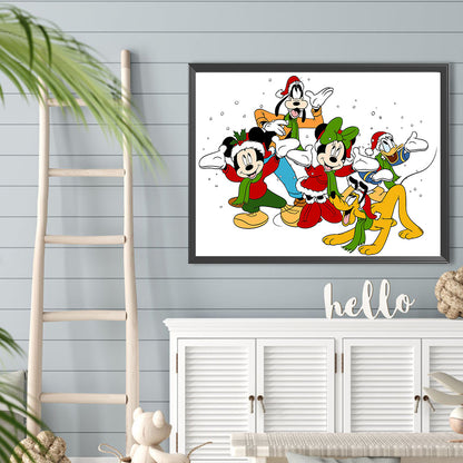 Mickey Mouse Enjoys The Snow With His Friends - Full Round Drill Diamond Painting 40*30CM