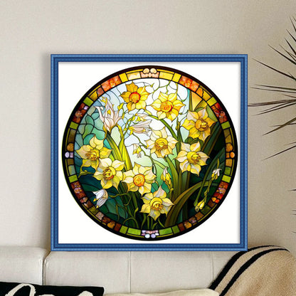 Glass Painting - Narcissus - 11CT Stamped Cross Stitch 40*40CM