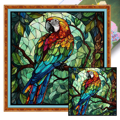 Glass Painting - Parrot - 11CT Stamped Cross Stitch 50*50CM