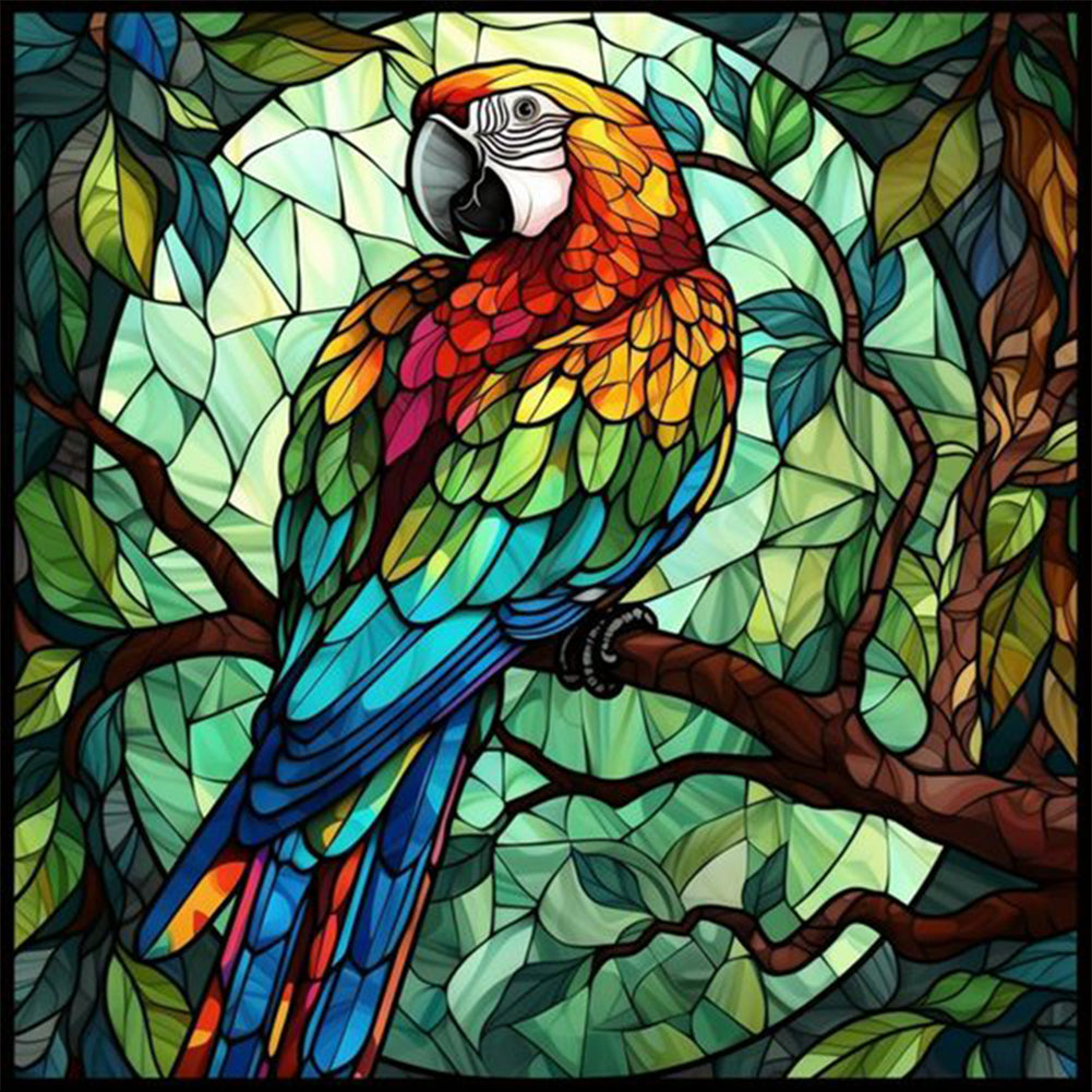 Glass Painting - Parrot - 11CT Stamped Cross Stitch 50*50CM