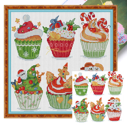 Christmas Cupcakes - 16CT Stamped Cross Stitch 25*25CM(Joy Sunday)