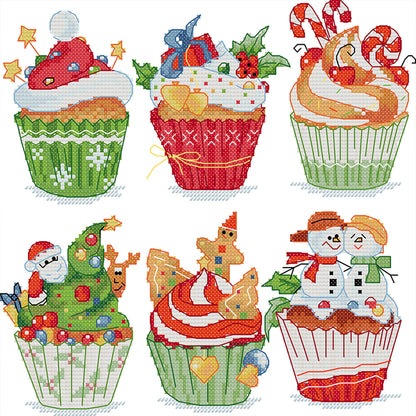 Christmas Cupcakes - 16CT Stamped Cross Stitch 25*25CM(Joy Sunday)