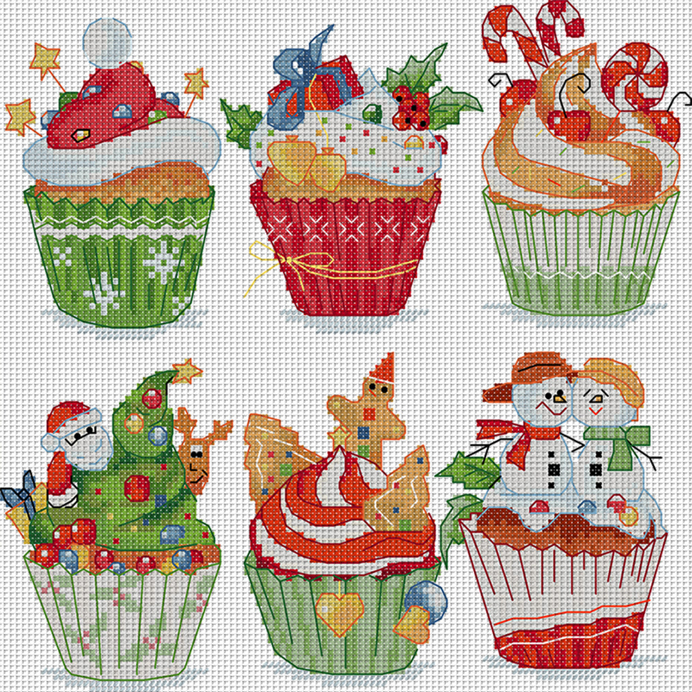 Christmas Cupcakes - 11CT Stamped Cross Stitch 36*35CM(Joy Sunday)