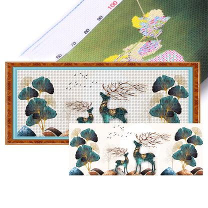 Ginkgo Leaf Fortune Deer - 11CT Stamped Cross Stitch 150*60CM