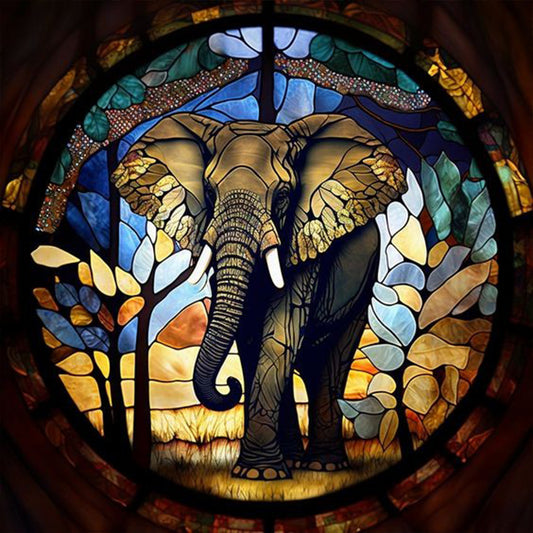 Glass Painting Elephant - Full Round Drill Diamond Painting 40*40CM