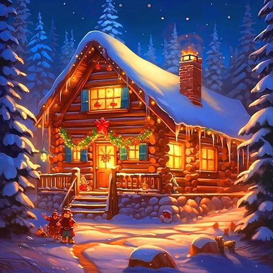 Christmas Snow House - Full Round Drill Diamond Painting 40*40CM