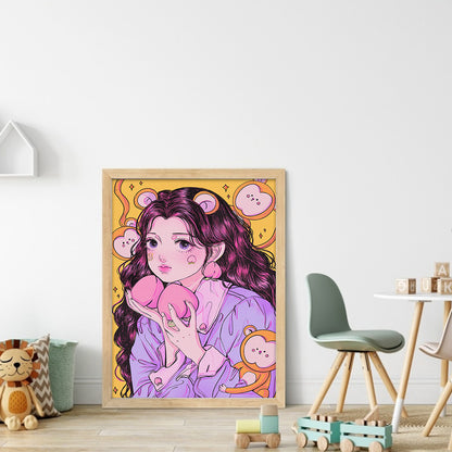 Cartoon Girl - 11CT Stamped Cross Stitch 40*55CM