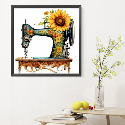 Sunflower Sewing Machine - Full Round Drill Diamond Painting 30*30CM