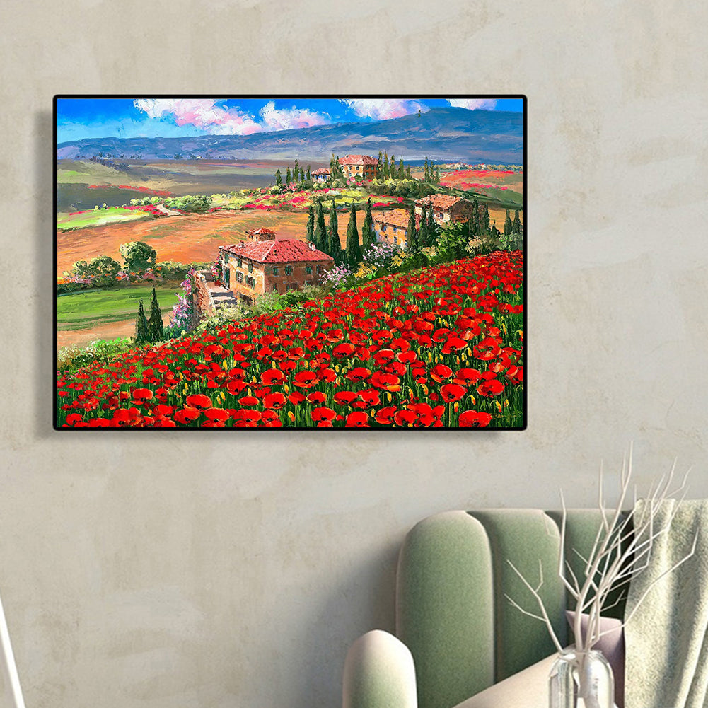Rural Mountain View - Full Round Drill Diamond Painting 40*30CM