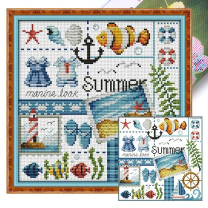 Summer Of Four Seasons - 11CT Stamped Cross Stitch 34*34CM(Joy Sunday)