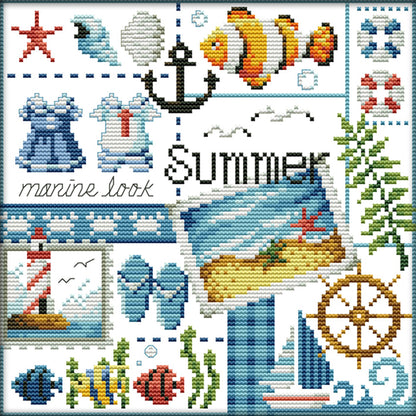 Summer Of Four Seasons - 11CT Stamped Cross Stitch 34*34CM(Joy Sunday)