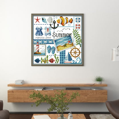 Summer Of Four Seasons - 11CT Stamped Cross Stitch 34*34CM(Joy Sunday)