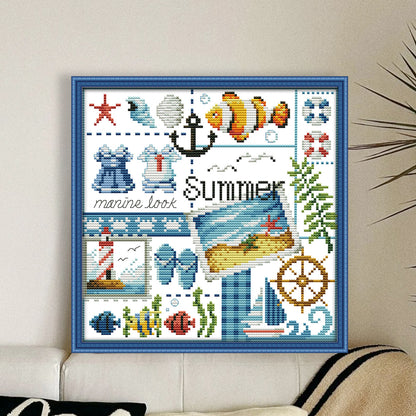 Summer Of Four Seasons - 11CT Stamped Cross Stitch 34*34CM(Joy Sunday)