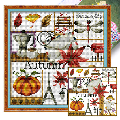 Four Seasons Of Autumn - 11CT Stamped Cross Stitch 34*34CM(Joy Sunday)