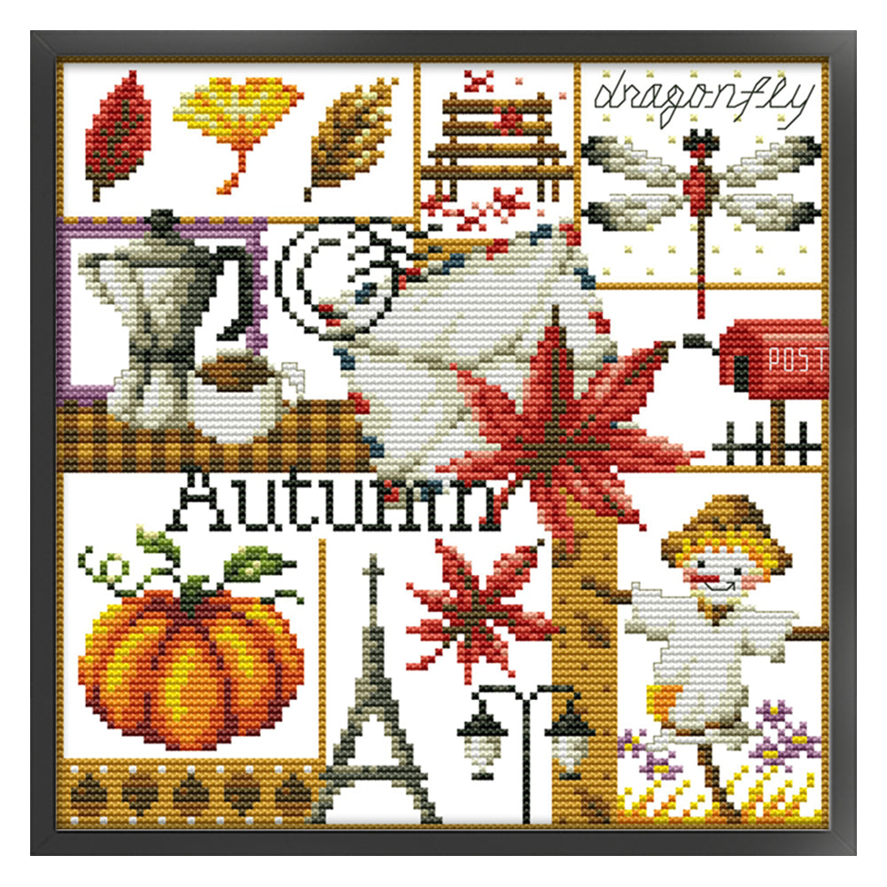 Four Seasons Of Autumn - 11CT Stamped Cross Stitch 34*34CM(Joy Sunday)