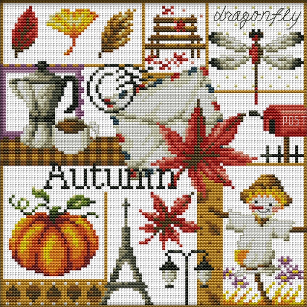 Four Seasons Of Autumn - 11CT Stamped Cross Stitch 34*34CM(Joy Sunday)