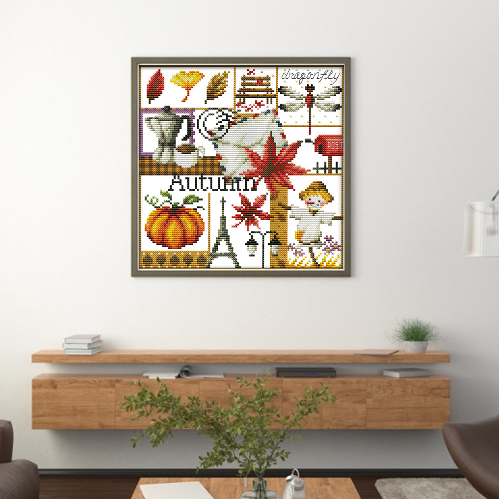 Four Seasons Of Autumn - 11CT Stamped Cross Stitch 34*34CM(Joy Sunday)