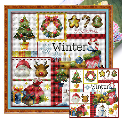 Four Seasons Winter - 11CT Stamped Cross Stitch 34*34CM(Joy Sunday)