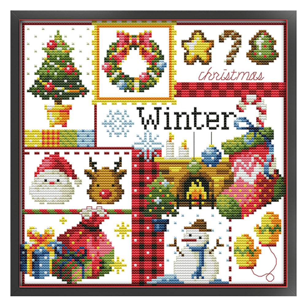 Four Seasons Winter - 11CT Stamped Cross Stitch 34*34CM(Joy Sunday)