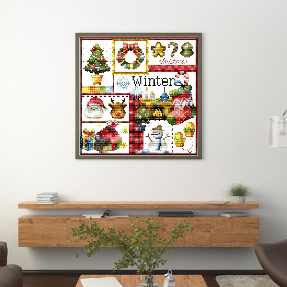 Four Seasons Winter - 11CT Stamped Cross Stitch 34*34CM(Joy Sunday)