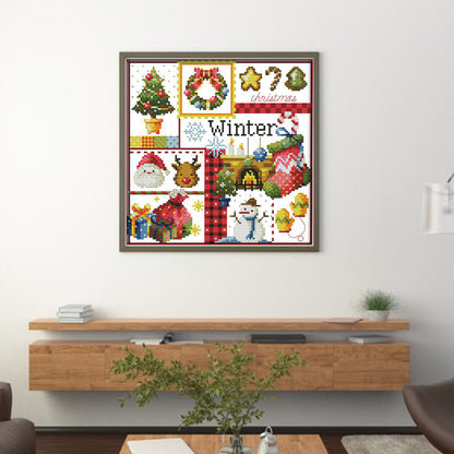 Four Seasons Winter - 11CT Stamped Cross Stitch 34*34CM(Joy Sunday)