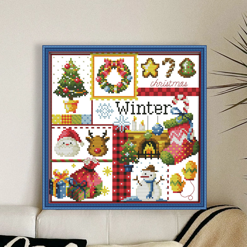 Four Seasons Winter - 11CT Stamped Cross Stitch 34*34CM(Joy Sunday)