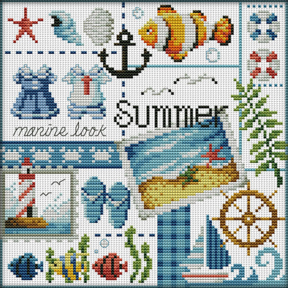 Summer Of Four Seasons - 11CT Counted Cross Stitch 34*34CM(Joy Sunday)