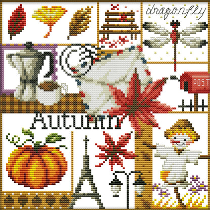 Four Seasons Of Autumn - 11CT Counted Cross Stitch 34*34CM(Joy Sunday)