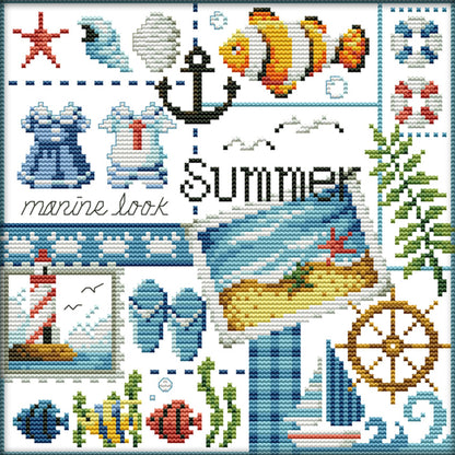 Summer Of Four Seasons - 16CT Stamped Cross Stitch 24*23CM(Joy Sunday)