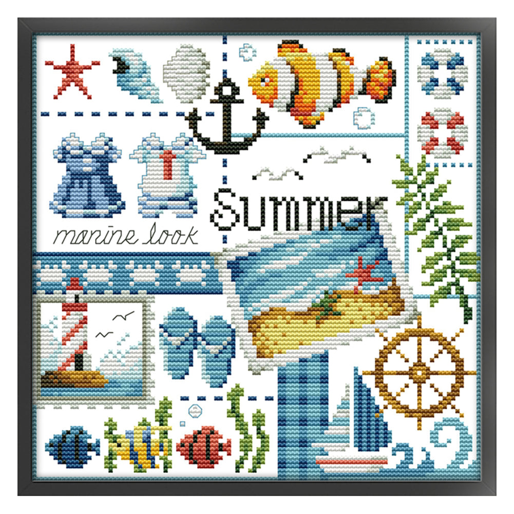 Summer Of Four Seasons - 16CT Stamped Cross Stitch 24*23CM(Joy Sunday)