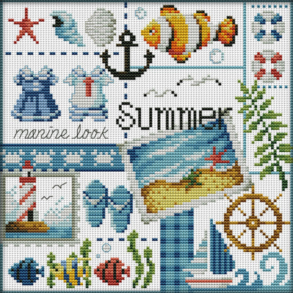 Summer Of Four Seasons - 16CT Stamped Cross Stitch 24*23CM(Joy Sunday)