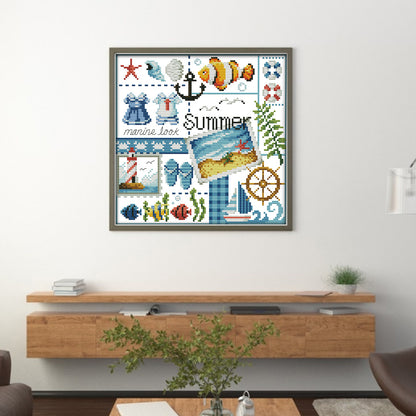 Summer Of Four Seasons - 16CT Stamped Cross Stitch 24*23CM(Joy Sunday)