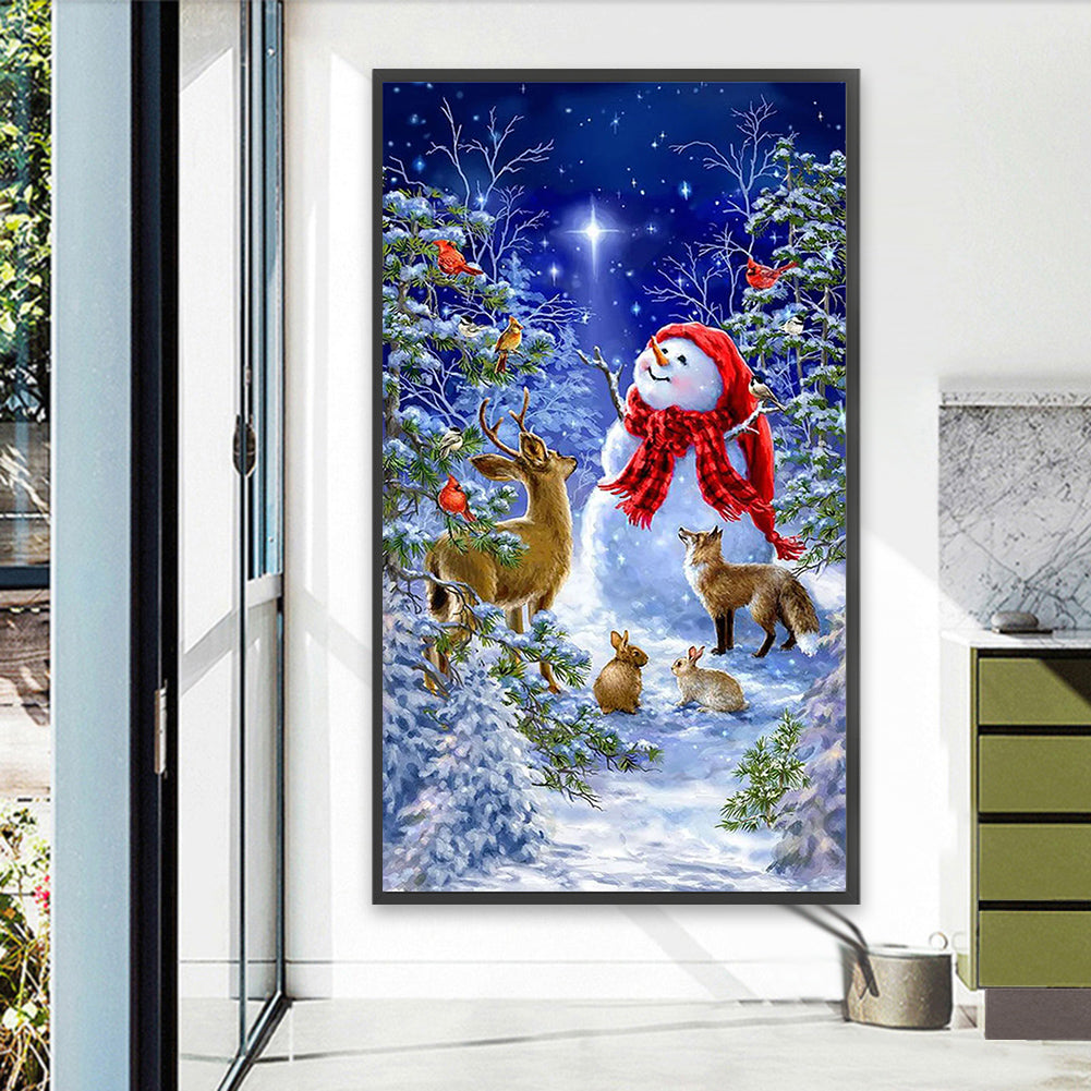 Winter Snowman - Full AB Dril Square Diamond Painting 40*70CM