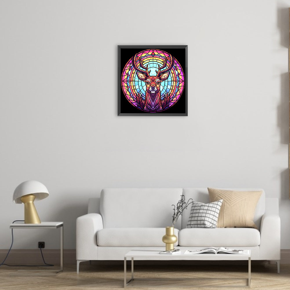 Stained Glass Deer - Full Round Drill Diamond Painting 30*30CM