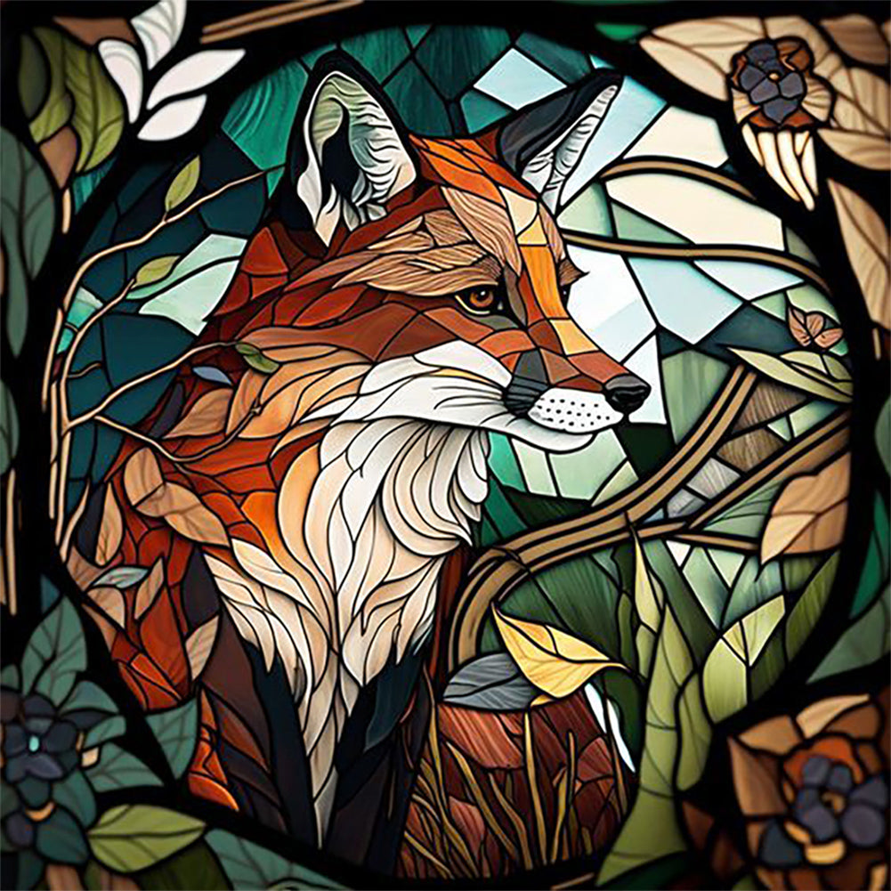 Stained Glass Fox - Full Round Drill Diamond Painting 30*30CM