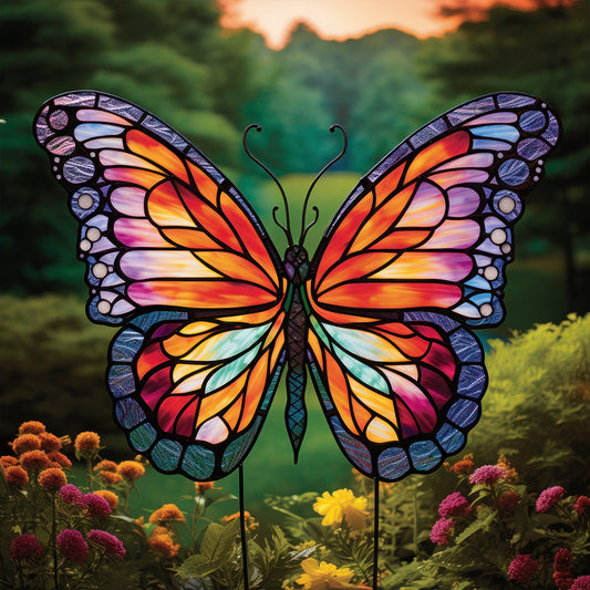 Garden Butterfly Glass Painting - Full Round Drill Diamond Painting 30*30CM