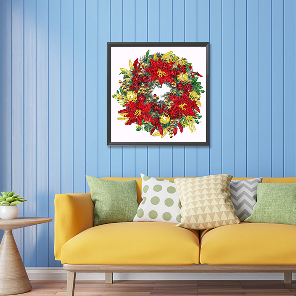 Christmas Wreath - Special Shaped Drill Diamond Painting 30*30CM