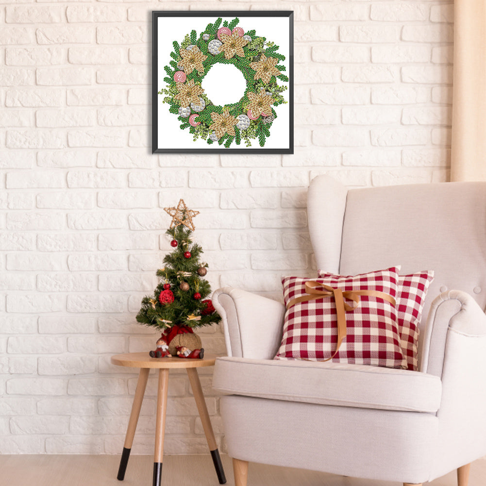 Christmas Wreath - Special Shaped Drill Diamond Painting 30*30CM