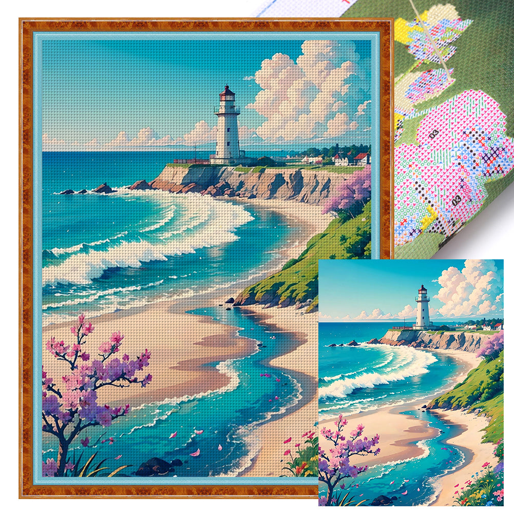 Seaside Lighthouse - 16CT Stamped Cross Stitch 50*65CM