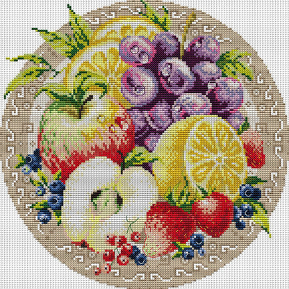 Fruit Disc-Apple - 14CT Stamped Cross Stitch 34*34CM(Joy Sunday)