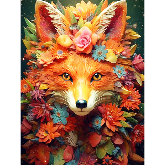 Fox And Flower - Full Round Drill Diamond Painting 30*40CM